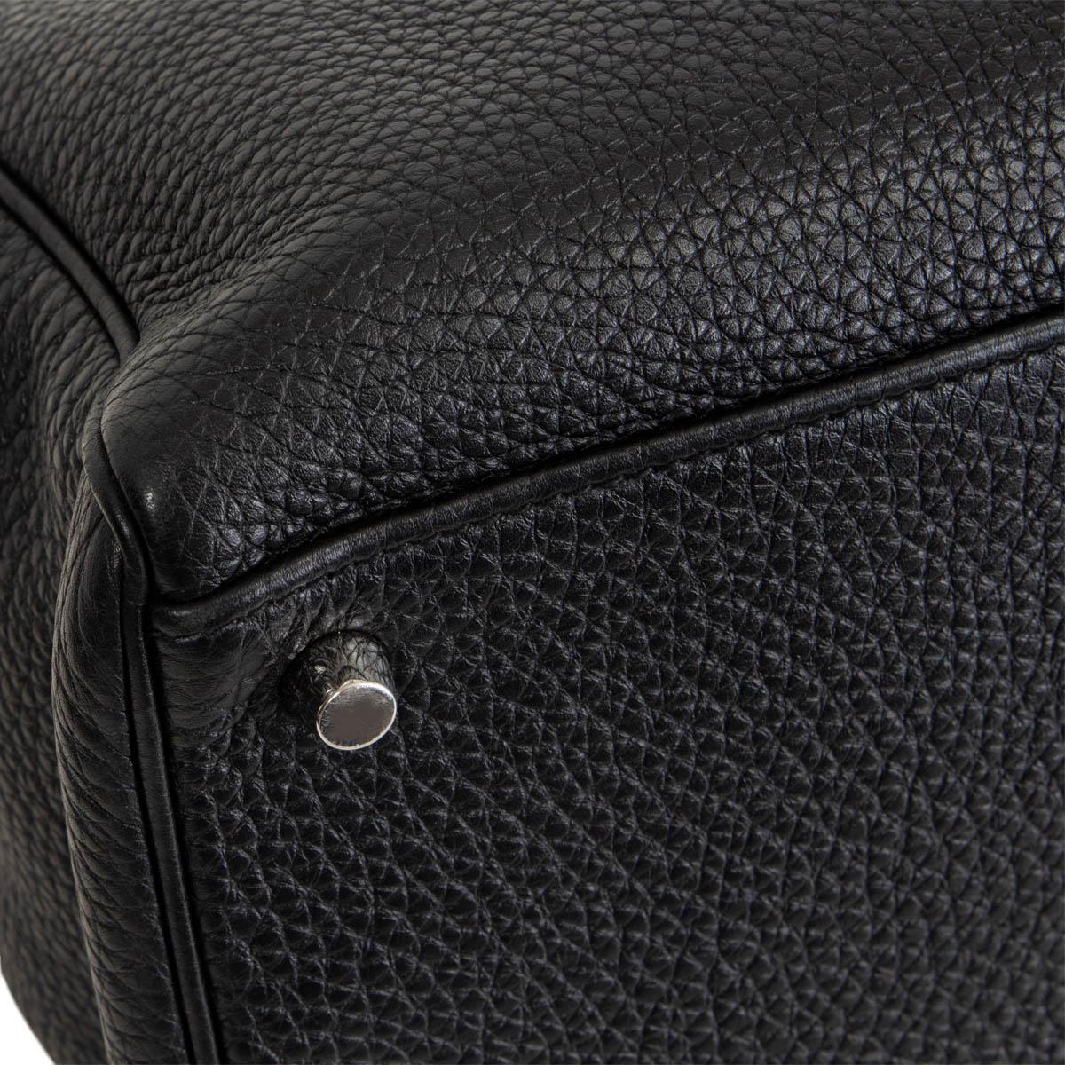 Women's HERMES black Togo leather KELLY 35 RETOURNE Bag Palladium For Sale
