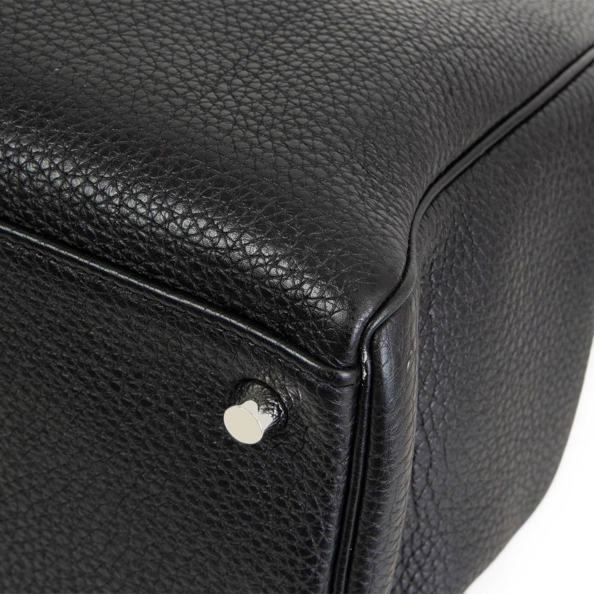 HERMES black Togo leather KELLY 35 RETOURNE Bag Palladium For Sale 1