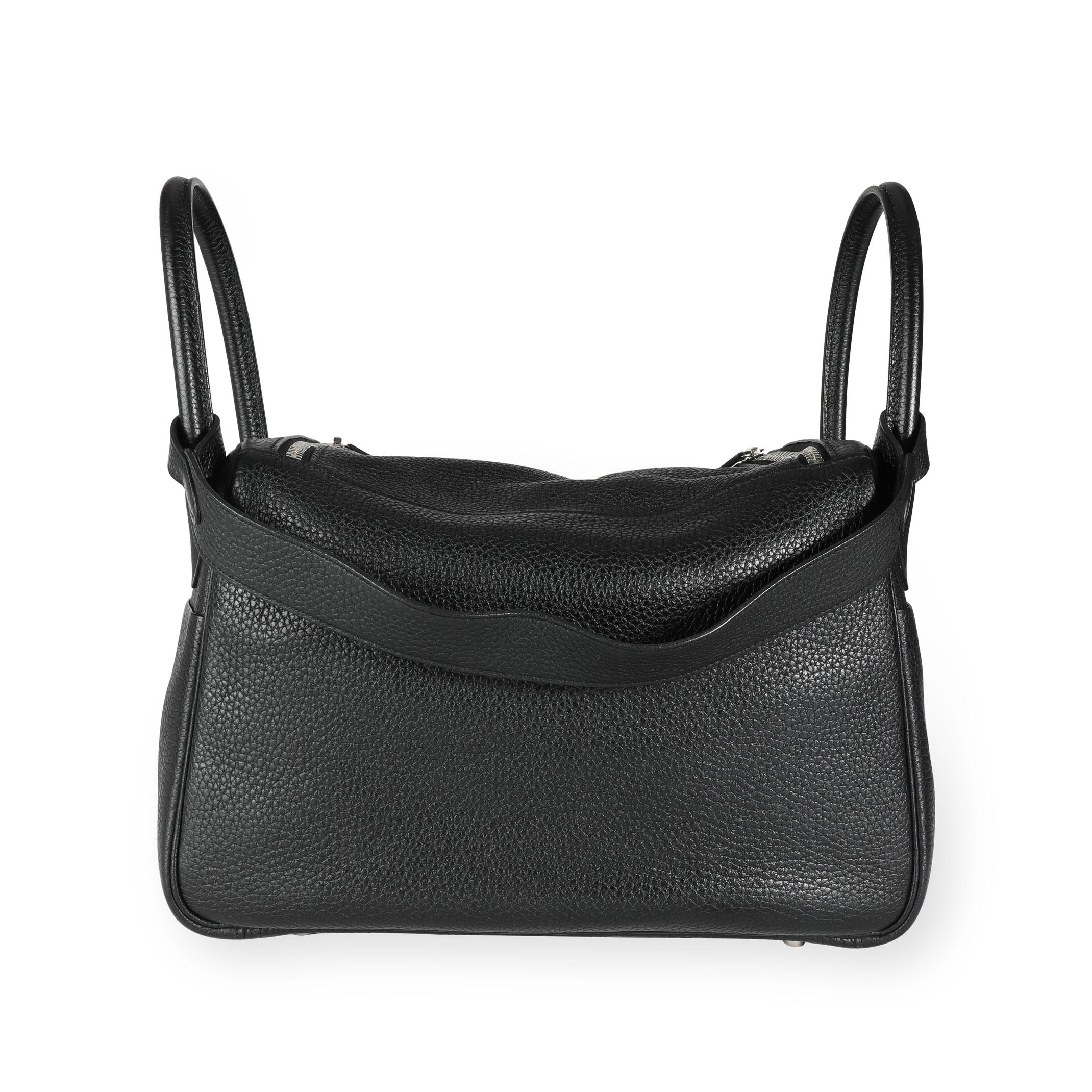 Hermès Black Clémence Leather Lindy 30 PHW In Excellent Condition In New York, NY
