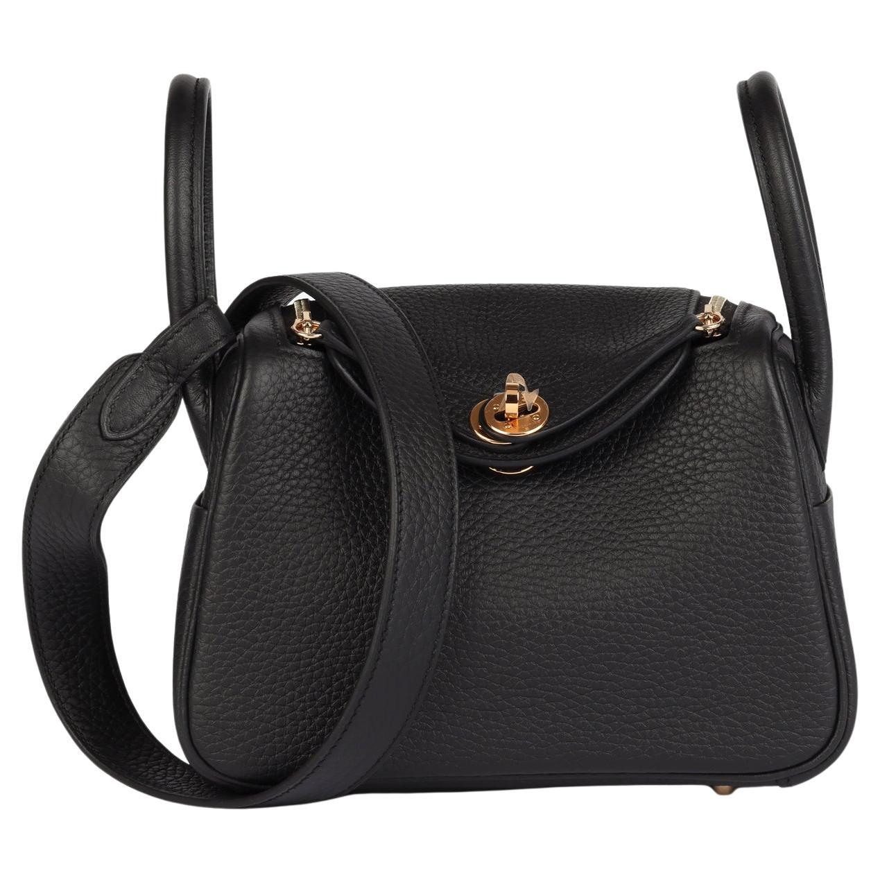 Hermès Black Clemence Leather Mini Lindy 20 Shoulder Bag, 2026 For Sale