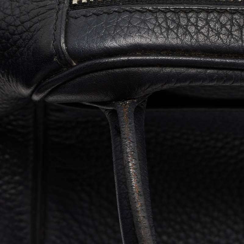 Hermes Black Clemence Leather Palladium Finish Lindy 30 Bag 15