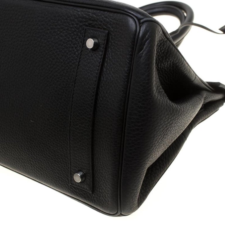Hermes Black Clemence Leather Palladium Hardware Shoulder Birkin 42 Bag ...