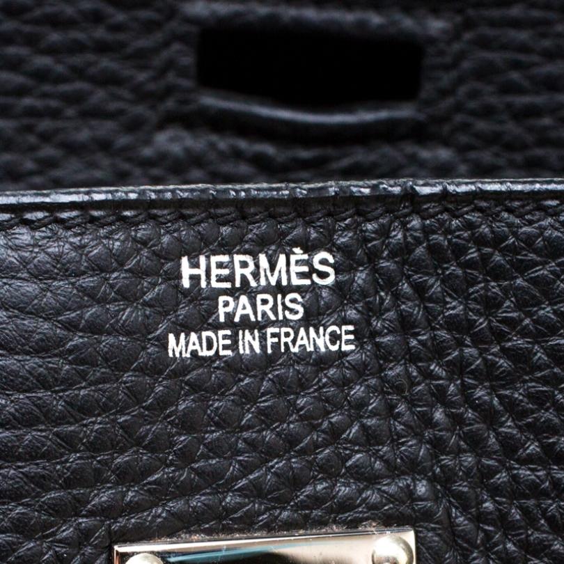 Hermes Black Clemence Leather Palladium Hardware Shoulder Birkin 42 Bag 6