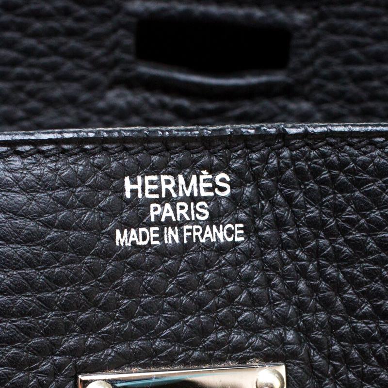 Hermes Black Clemence Leather Palladium Hardware Shoulder Birkin 42 Bag 3