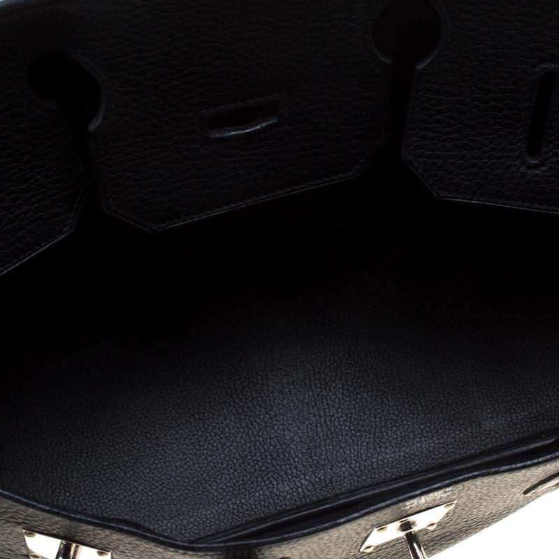 Hermes Black Clemence Leather Palladium Hardware Shoulder Birkin 42 Bag 4