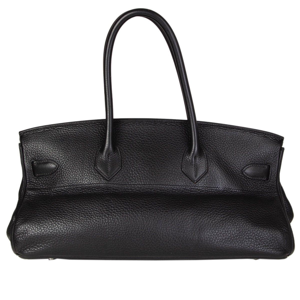 Black HERMES black Clemence leather & Palladium JPG I SHOULDER BIRKIN Bag