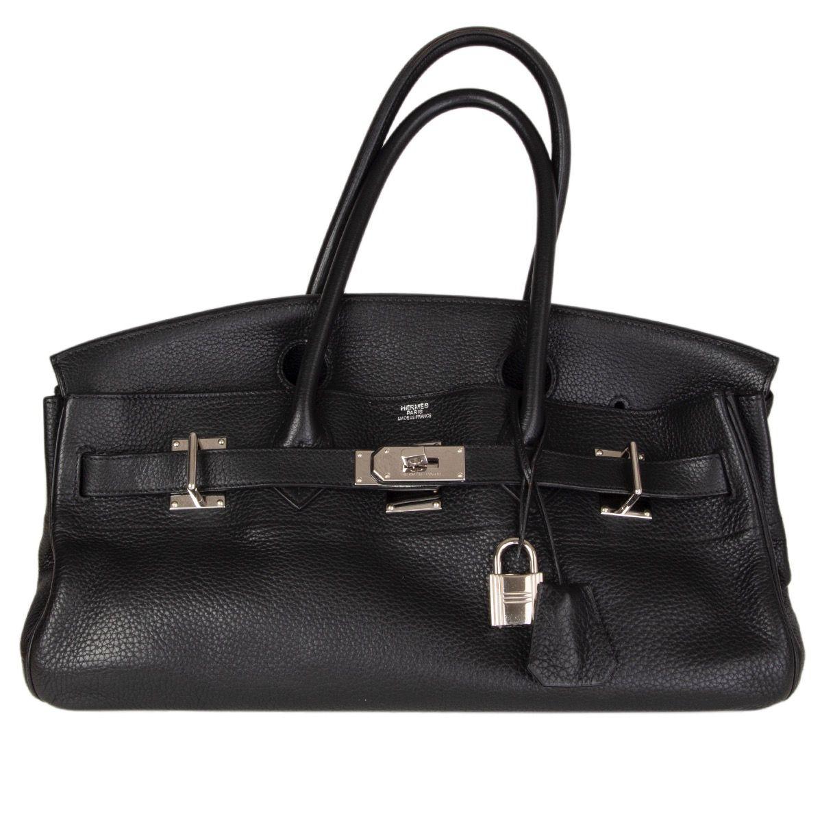 Women's HERMES black Clemence leather & Palladium JPG I SHOULDER BIRKIN Bag