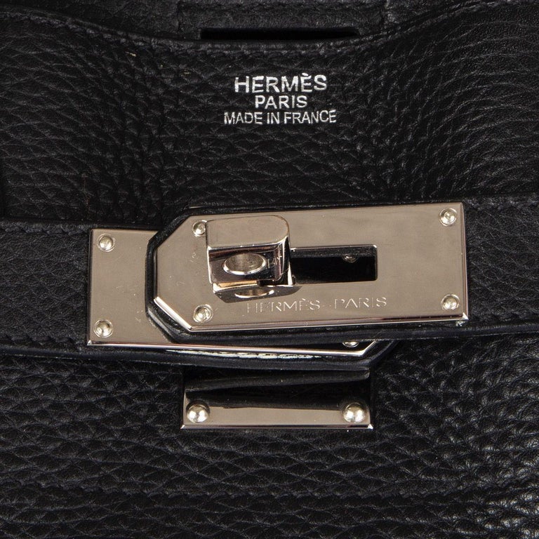 HERMES black Clemence leather and Palladium JPG I SHOULDER BIRKIN Bag ...