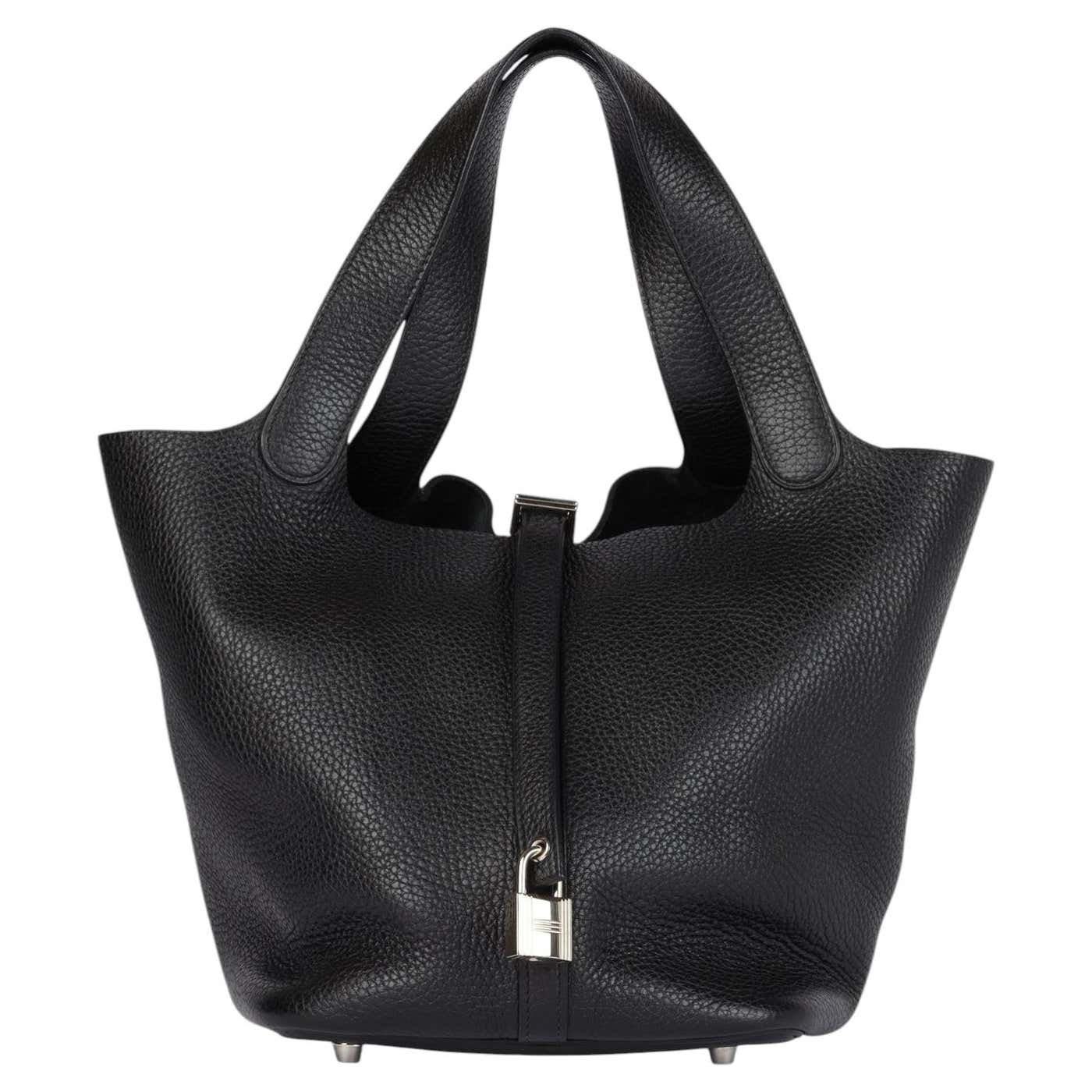 Hermes Picotin Lock 22 Black Clemence leather bag — Hermès