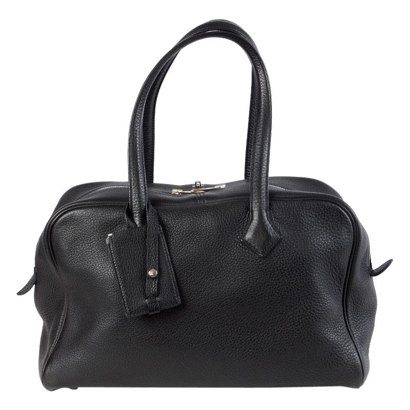 HERMES black Clemence leather VICTORIA FOURRE-TOUT 35 Shoulder Bag