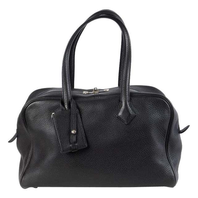 HERMES black Clemence leather VICTORIA FOURRE-TOUT 35 Shoulder Bag at ...