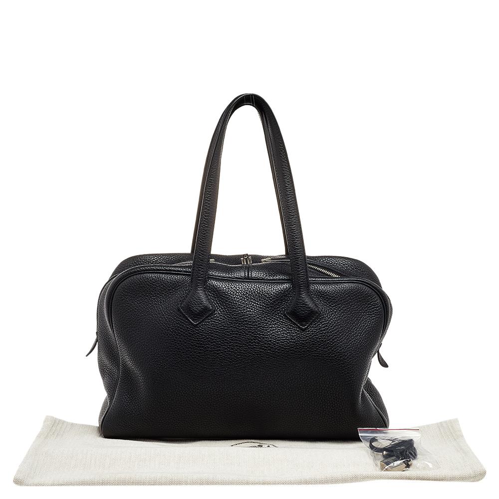 Hermes Black Clemence Leather Victoria II Fourre Tout 35 Bag 5