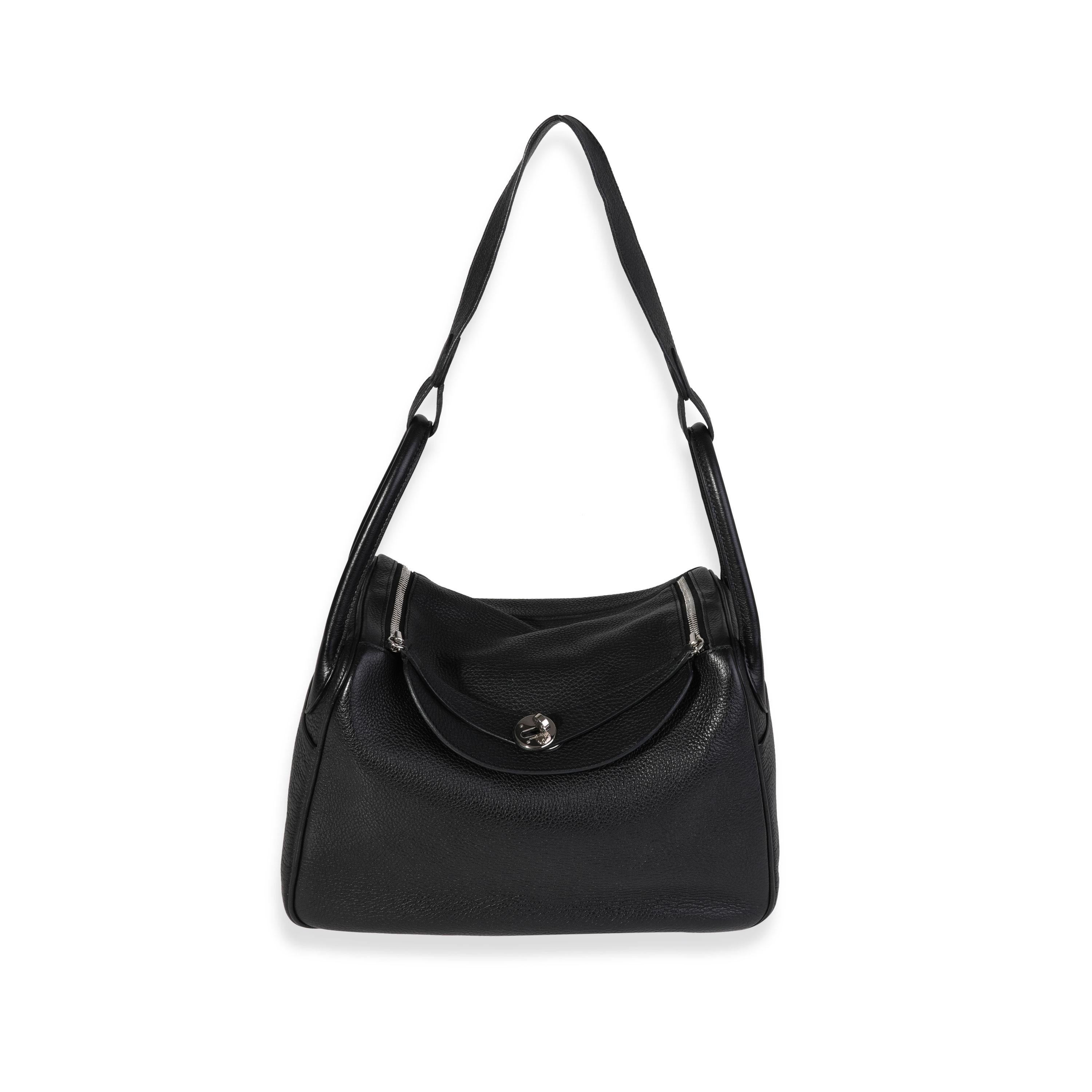 Listing Title: Hermès Black Clémence Lindy 30 PHW
SKU: 120654
Condition: Pre-owned 
Handbag Condition: Very Good
Condition Comments: Very Good Condition. Scuffing to corners and lightly throughout exterior. Scratching to hardware. Marks to exterior