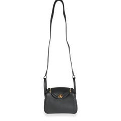 Hermès Black Clémence Mini Lindy 20 GHW