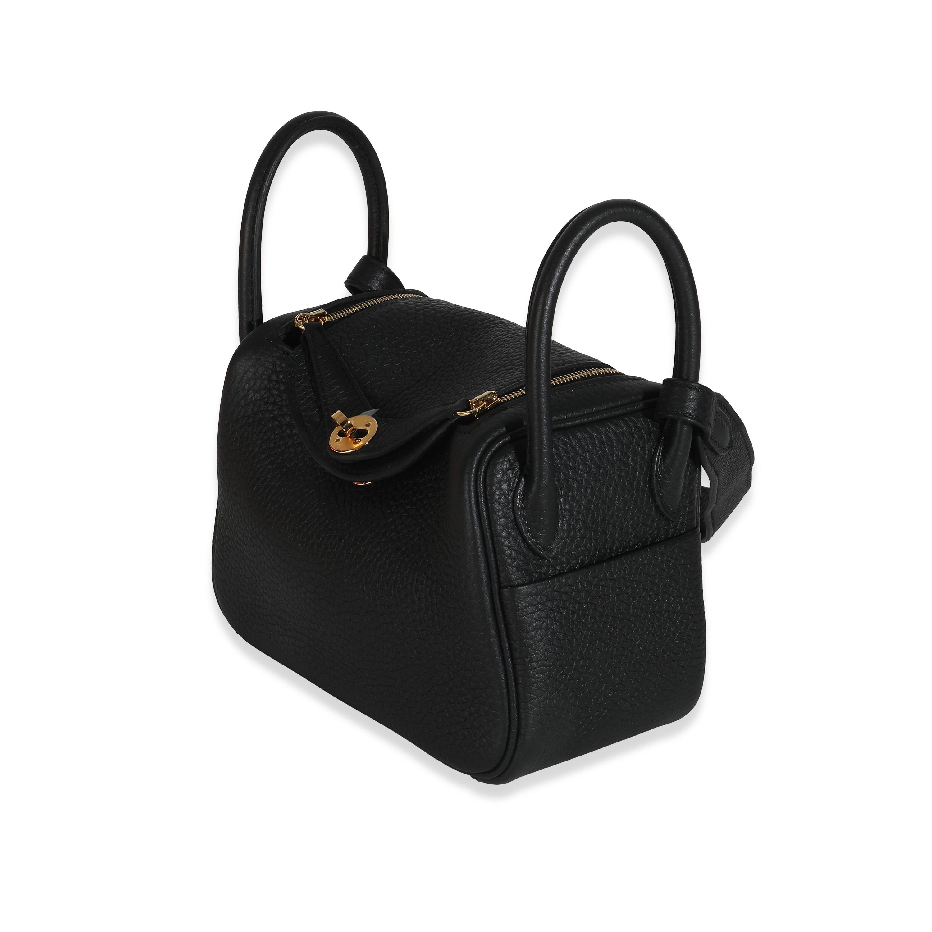 Hermès Noir Clemence Mini Lindy 20 GHW Pour femmes en vente