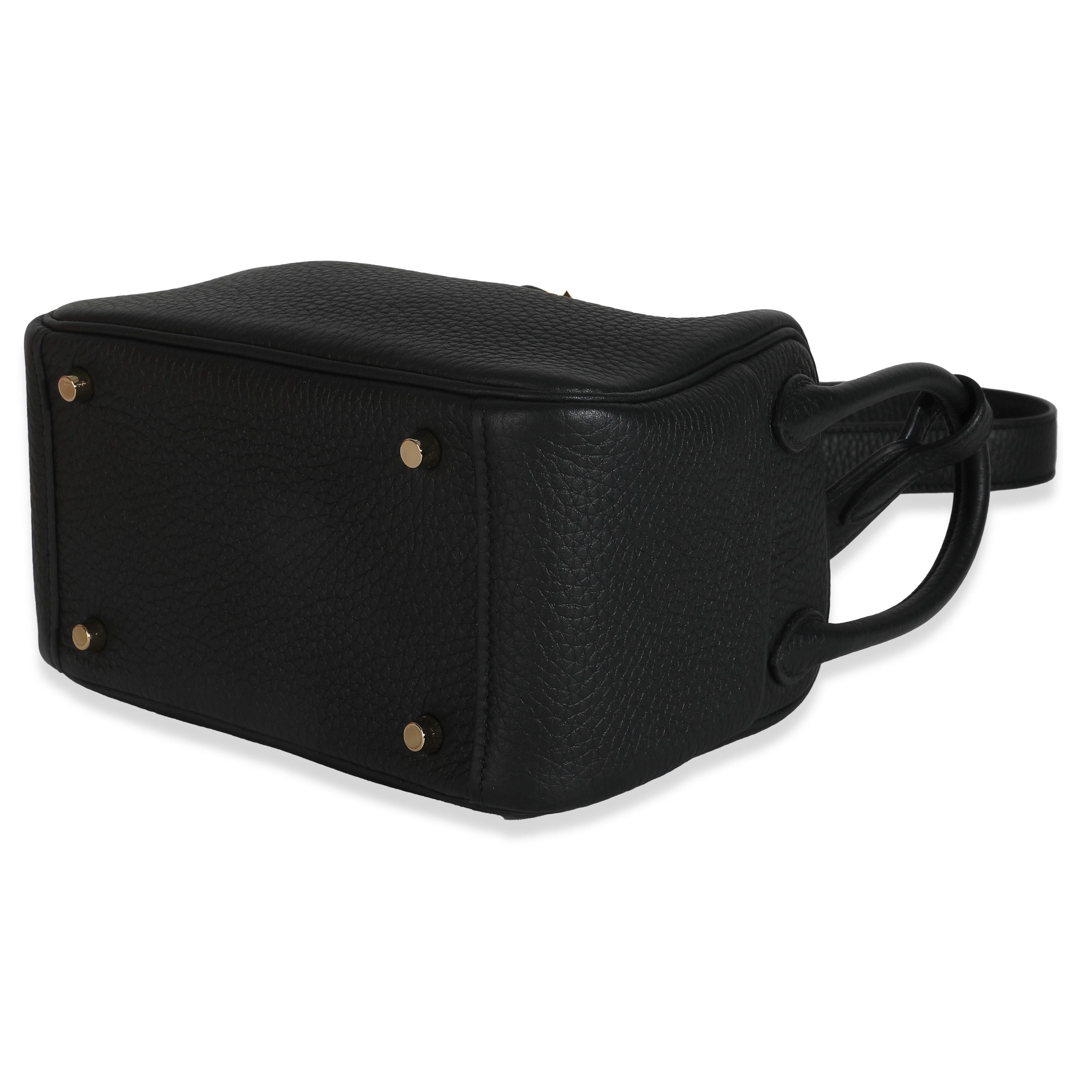 Hermès Noir Clemence Mini Lindy 20 GHW en vente 1