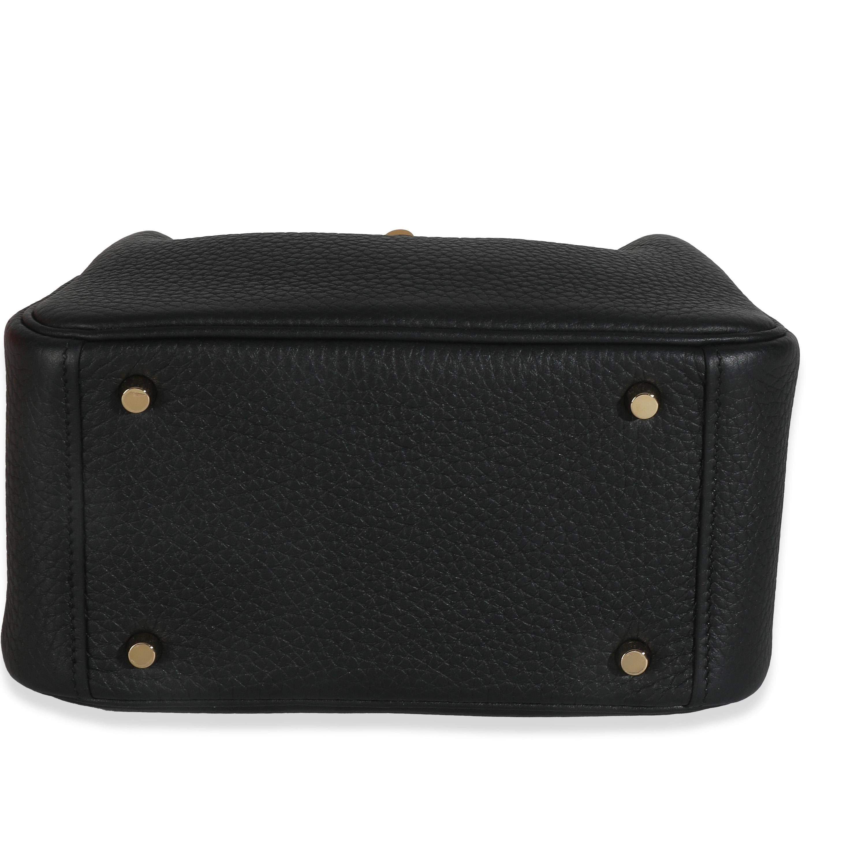 Hermès Noir Clemence Mini Lindy 20 GHW en vente 4