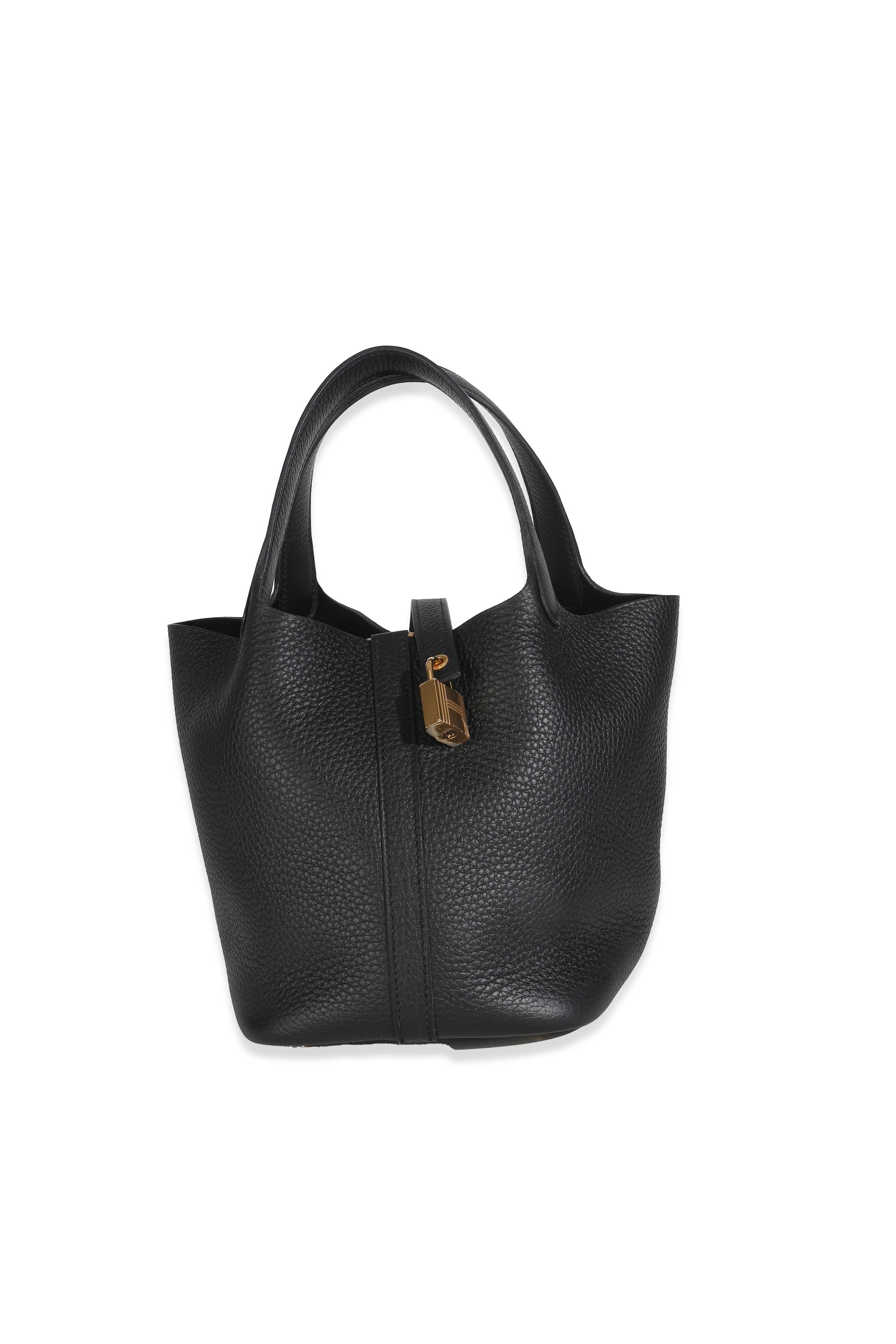 Donna Hermès Nero Clemence Picotin Serratura 18 GHW in vendita