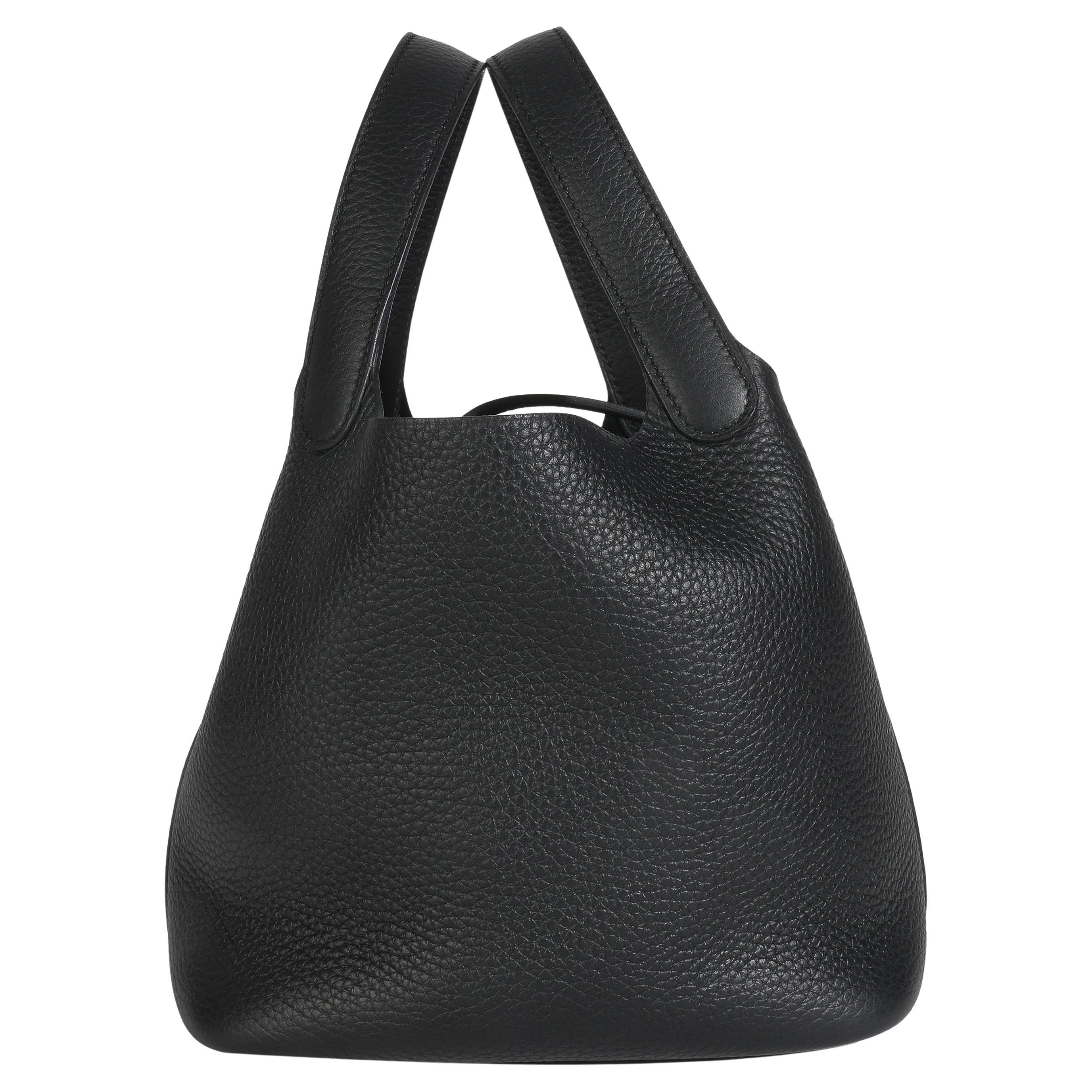 Hermès Nero Clemence Picotin Serratura 18 GHW in vendita