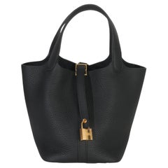 Hermès Black Clemence Picotin Lock 18 PM GHW