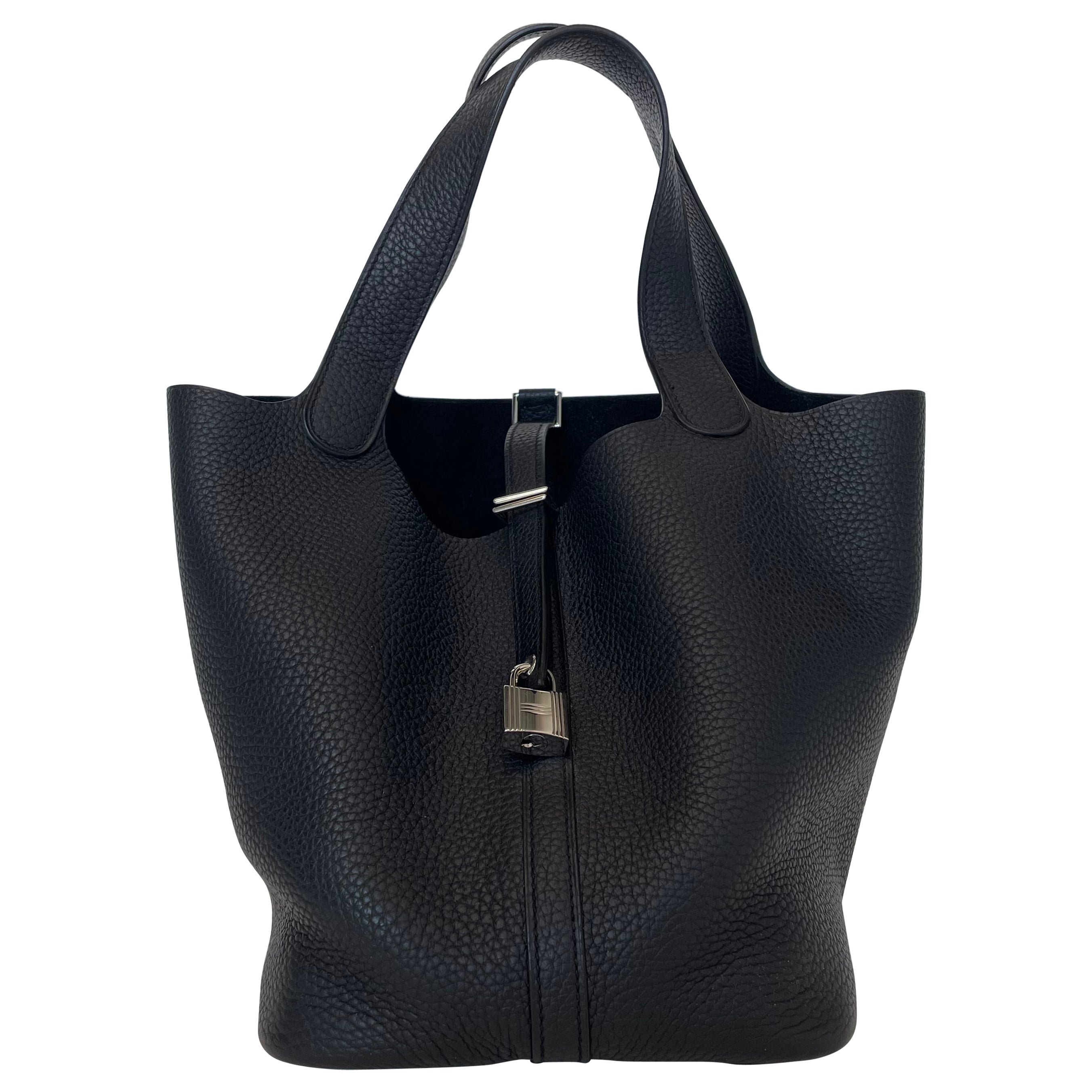 Hermès Black Clemence Picotin Lock 22 Bag