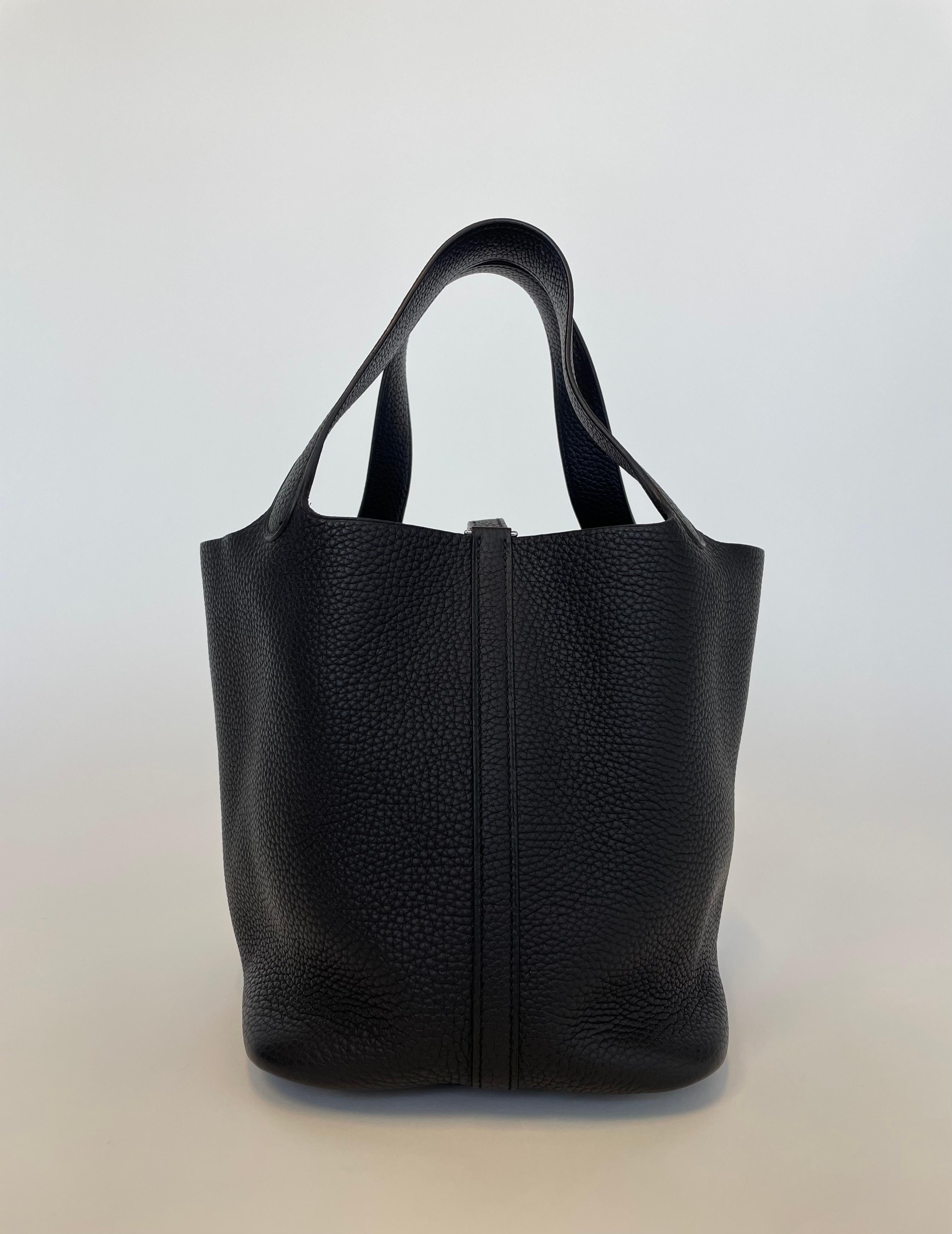  Sac Clemence Picotin Lock 22 noir d'Hermès Unisexe 