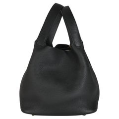 Hermès Noir Clemence Picotin Lock 22 GHW
