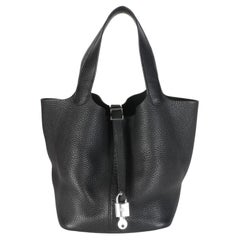 Hermès Black Clemence Picotin Lock 22 PHW