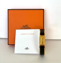 Hermes Black Clic Cadenas Enamel Lock Bracelet Gold