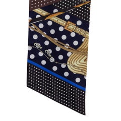 Hermes black CLIC CLAC A POIS MAXI Twilly Scarf Bleu Noir Ebene