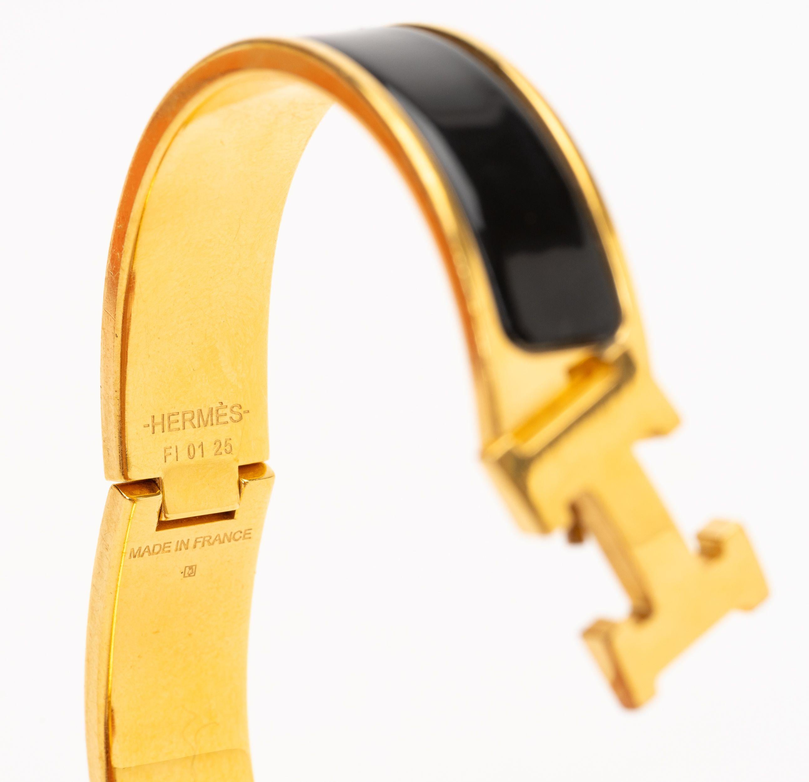 Hermes Black Clic Clac H Bracelet In Excellent Condition In West Hollywood, CA