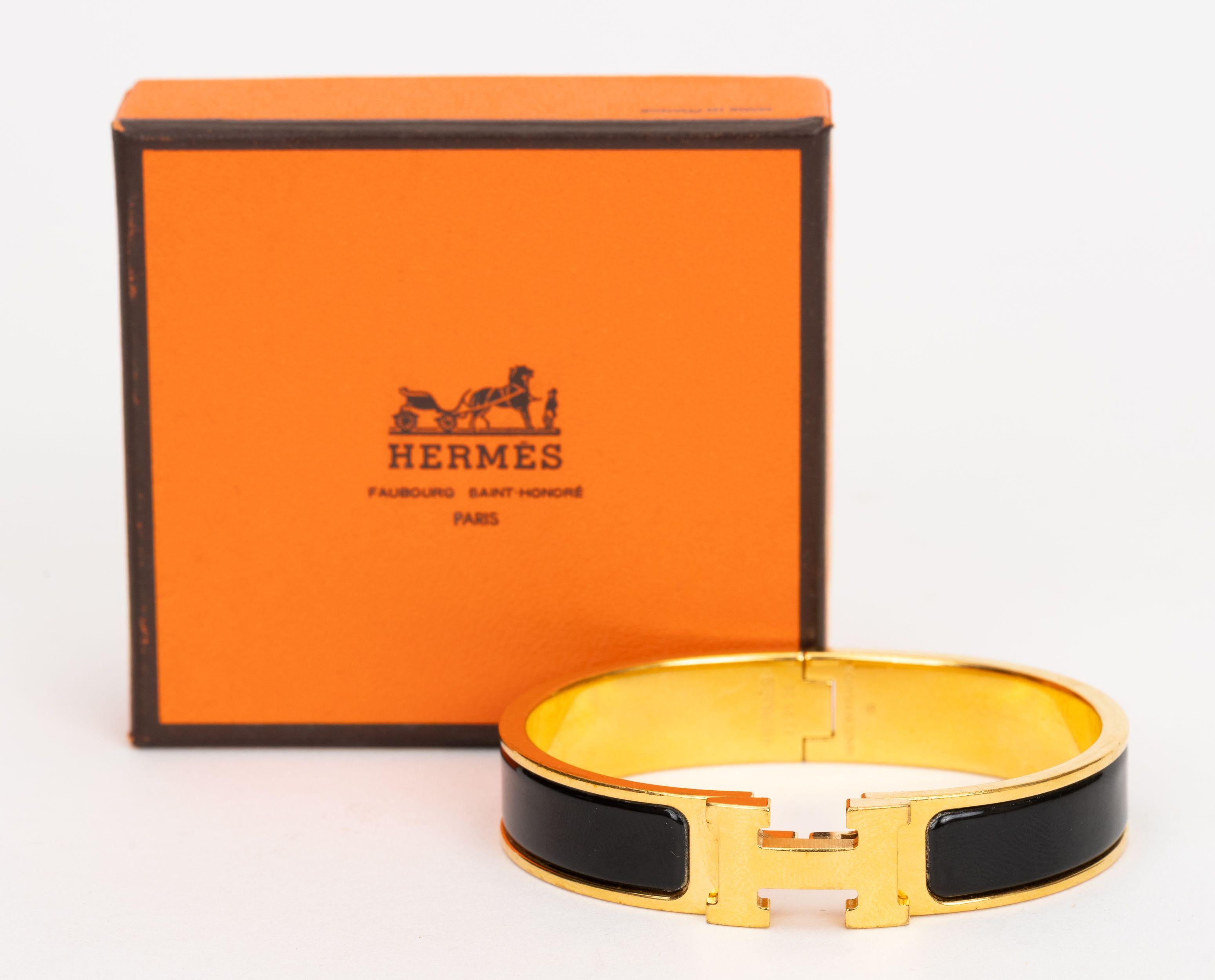 Women's Hermes Black Clic Clac H Bracelet
