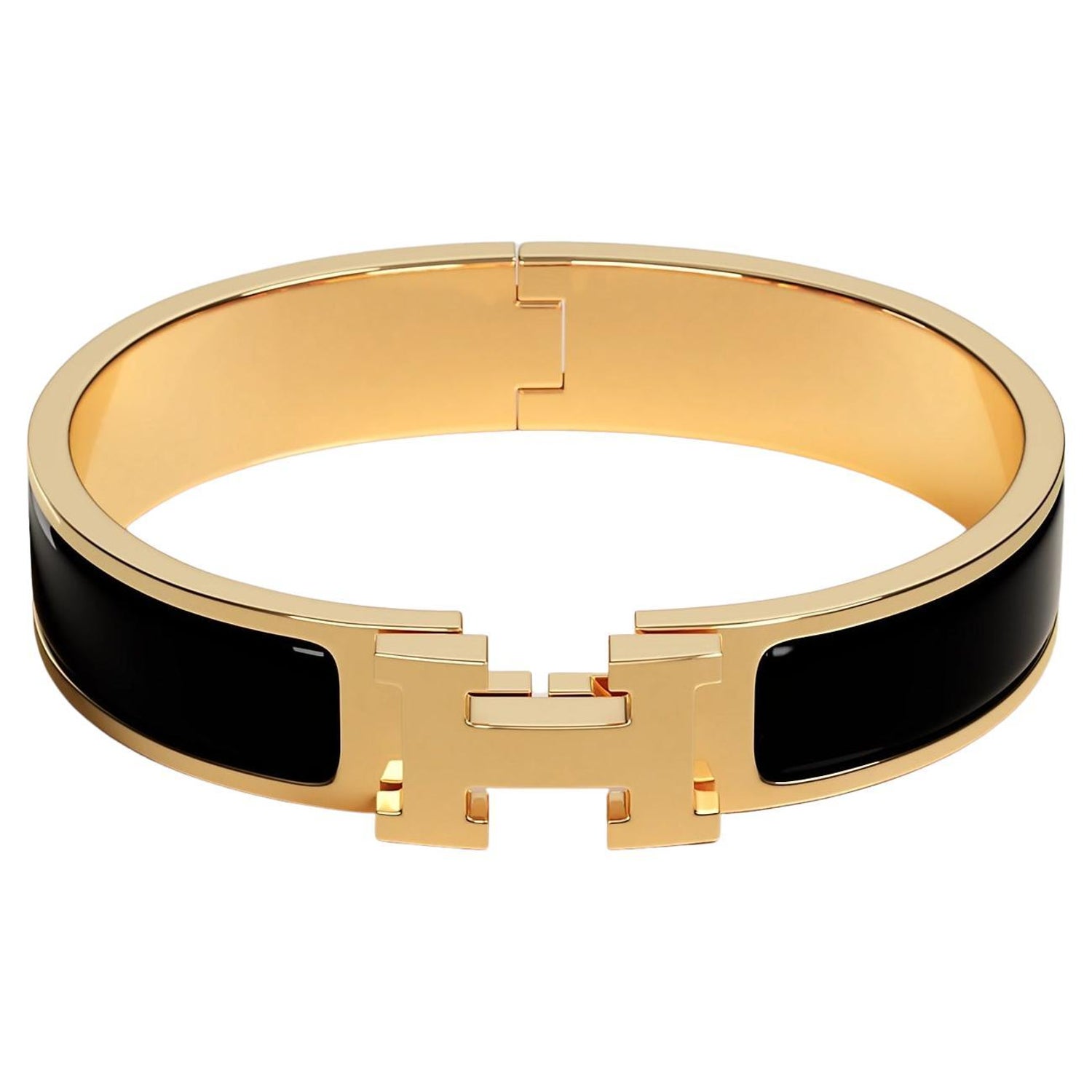 Hermes Black Clic H bracelet Size GM For Sale at 1stDibs