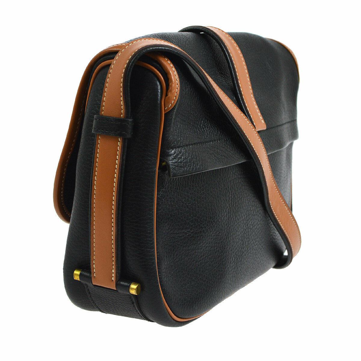Hermes Black Cognac Leather Large Carryall Saddle Shoulder Flap Bag In Good Condition In Chicago, IL