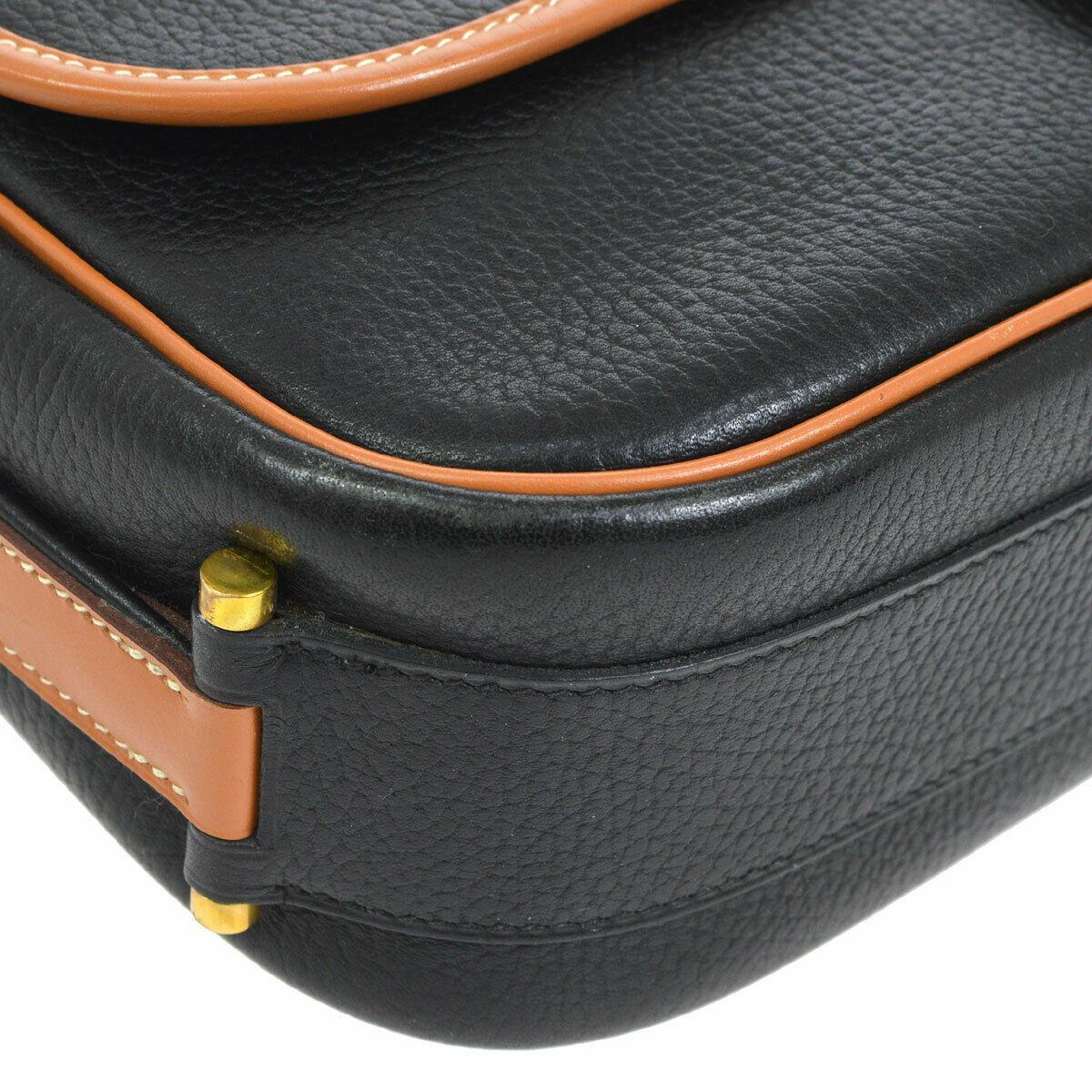 Hermes Black Cognac Leather Large Carryall Saddle Shoulder Flap Bag 2