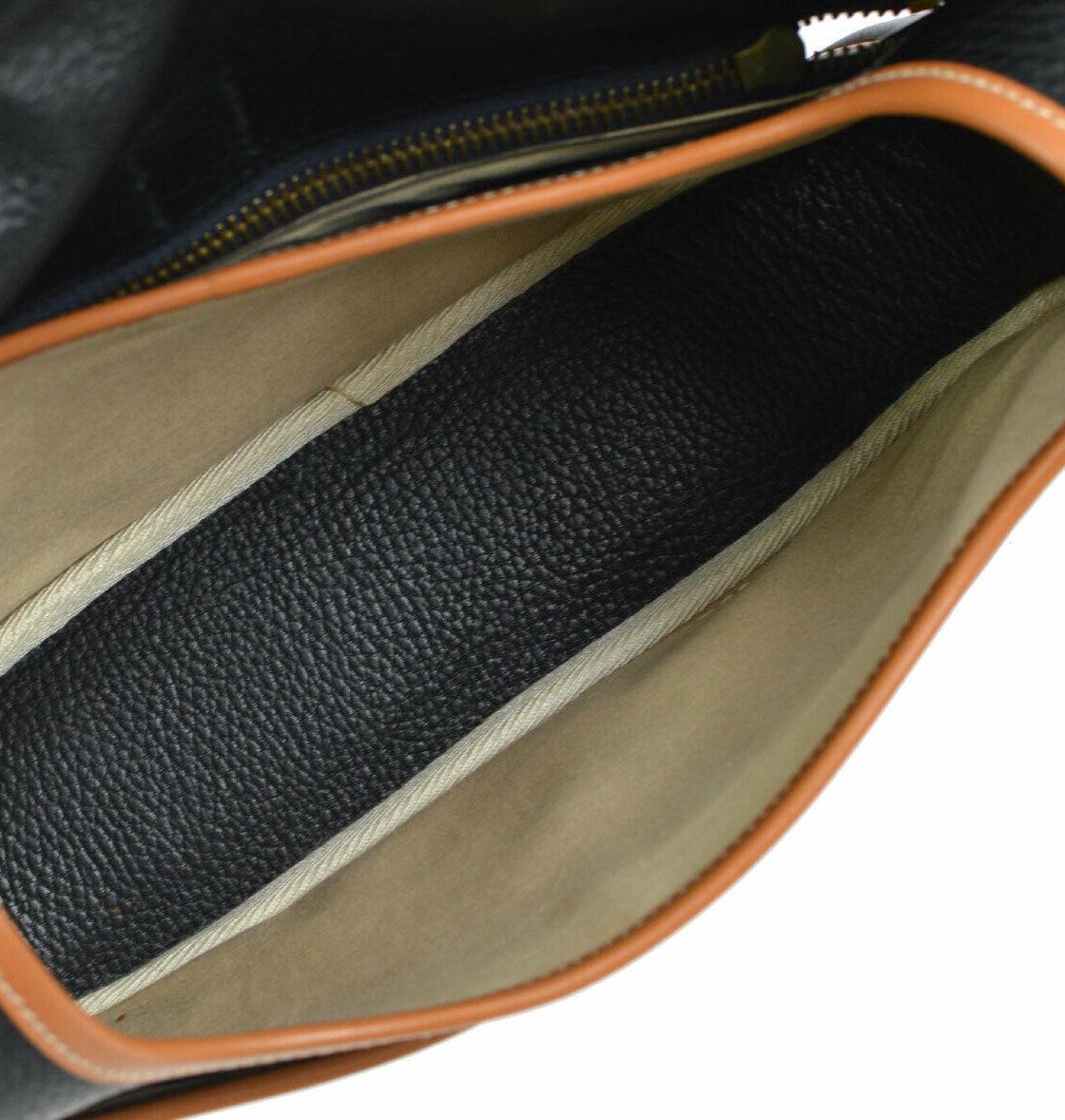 Hermes Black Cognac Leather Large Carryall Saddle Shoulder Flap Bag 3