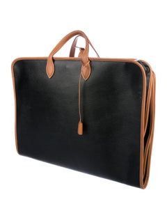 Hermes Black Cognac Leather Men's Women's Carryall Top Handle Travel Tote Bag