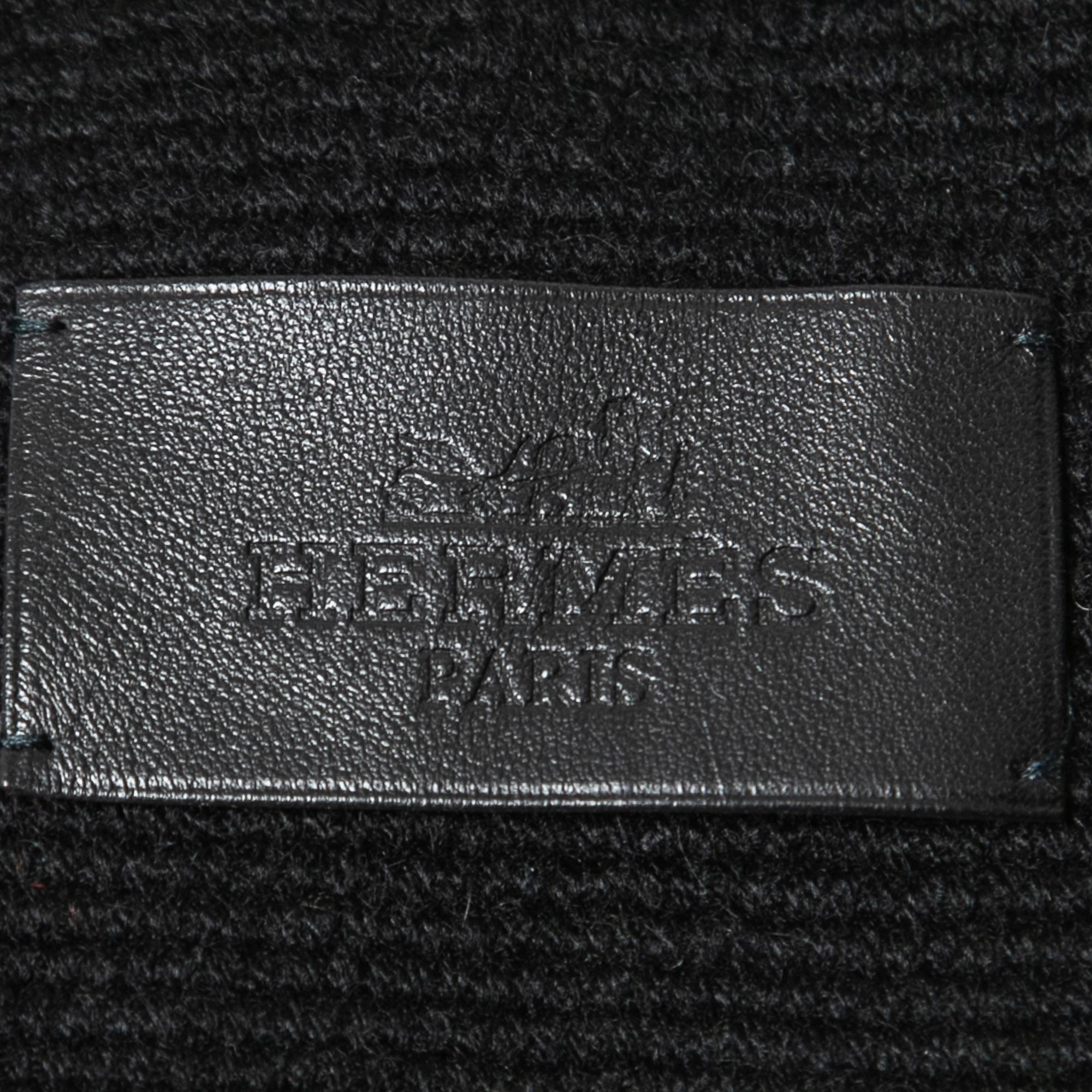 Men's Hermes Black Colorblock Chevron Cashmere Muffler