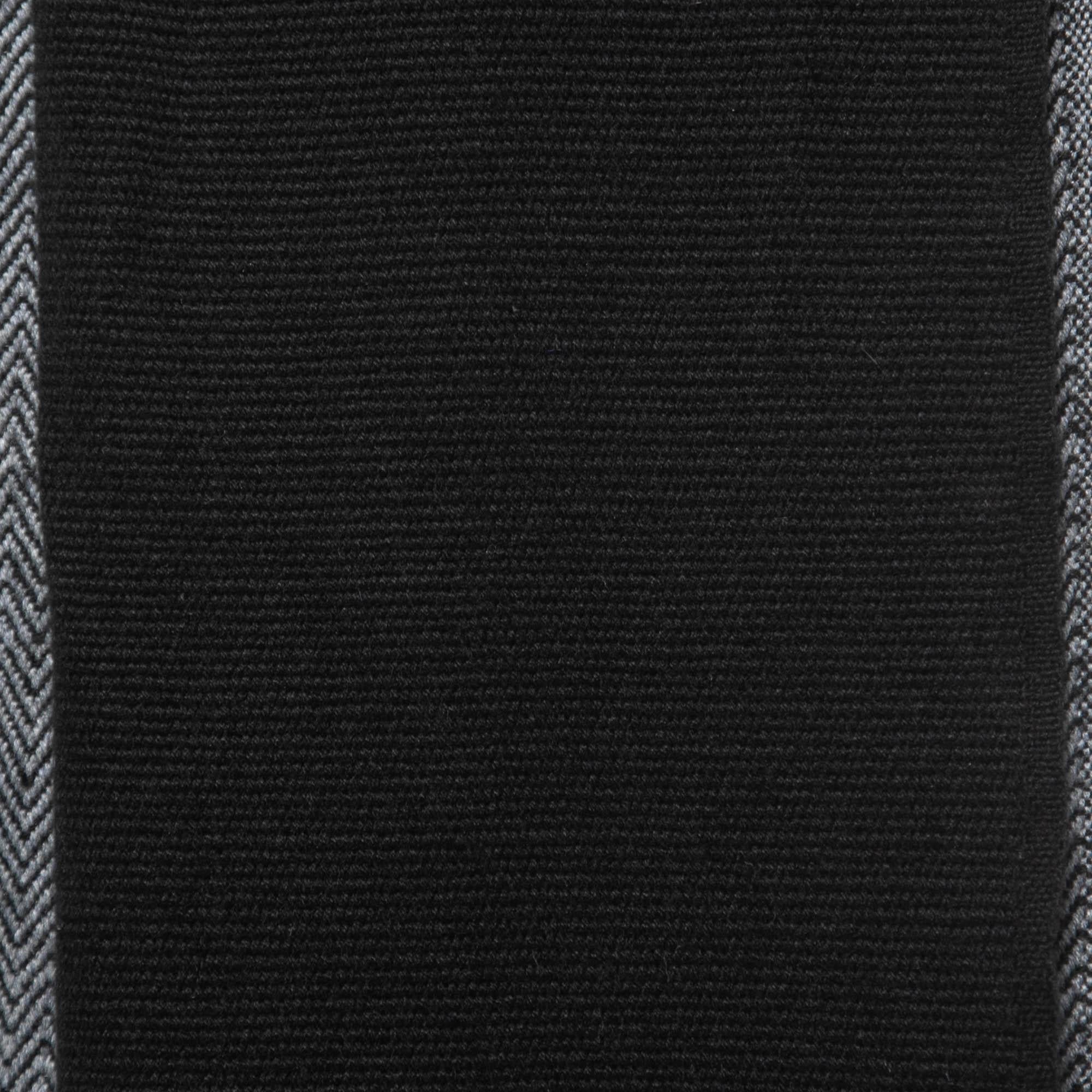 Hermes Black Colorblock Chevron Cashmere Muffler 2
