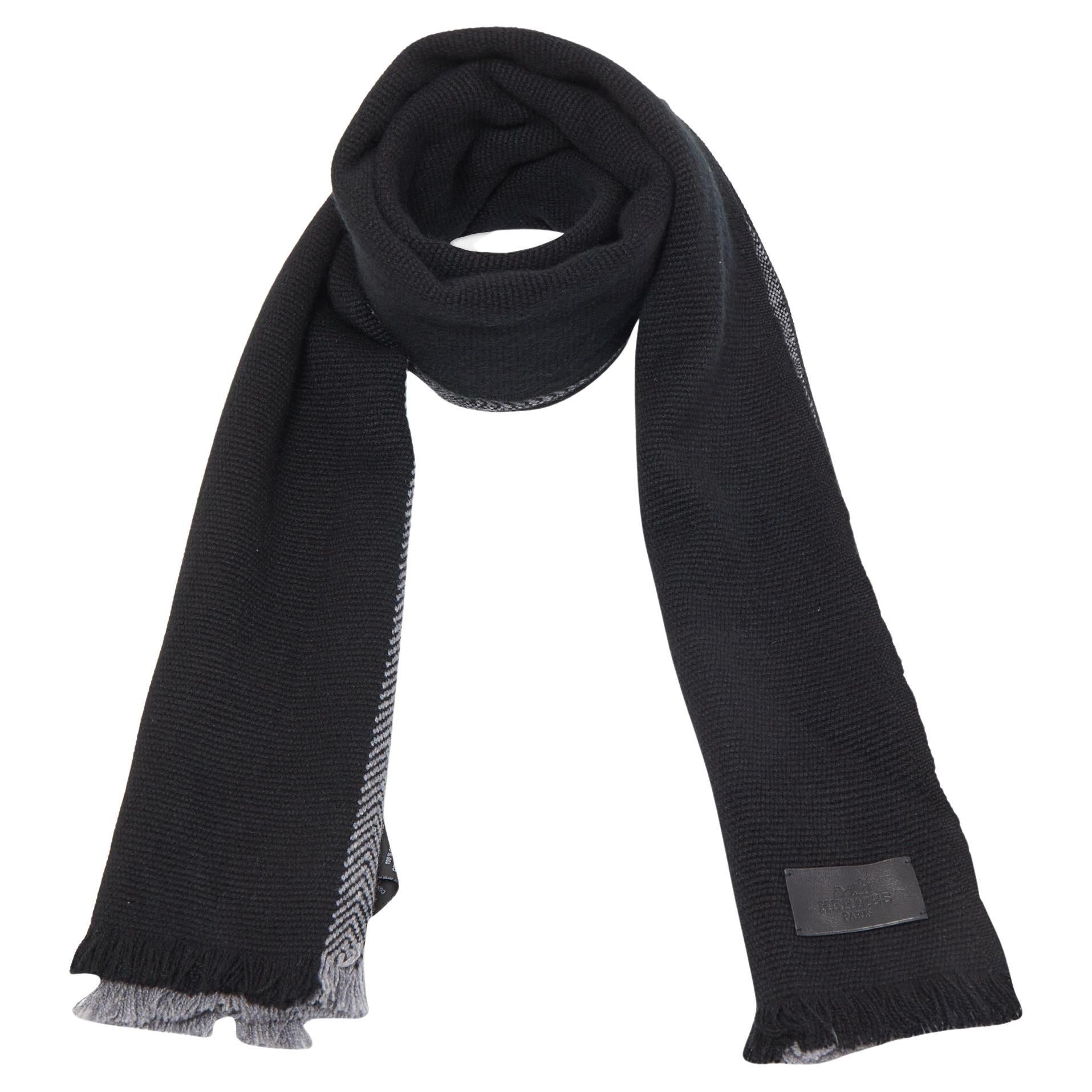 Hermes Black Colorblock Chevron Cashmere Muffler