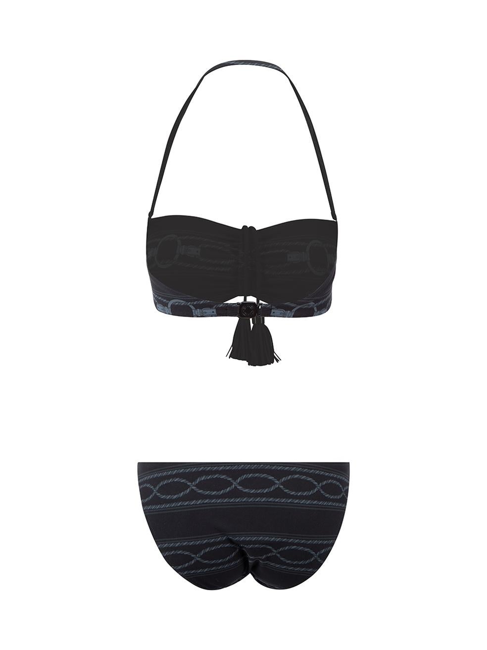 Hermès Black Cordelieres En Rayures Bikini Set Size M In New Condition In London, GB