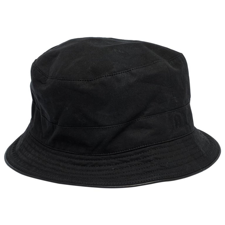 Hermes Black Cotton and Linen Bucket Hat Size 56 at 1stDibs
