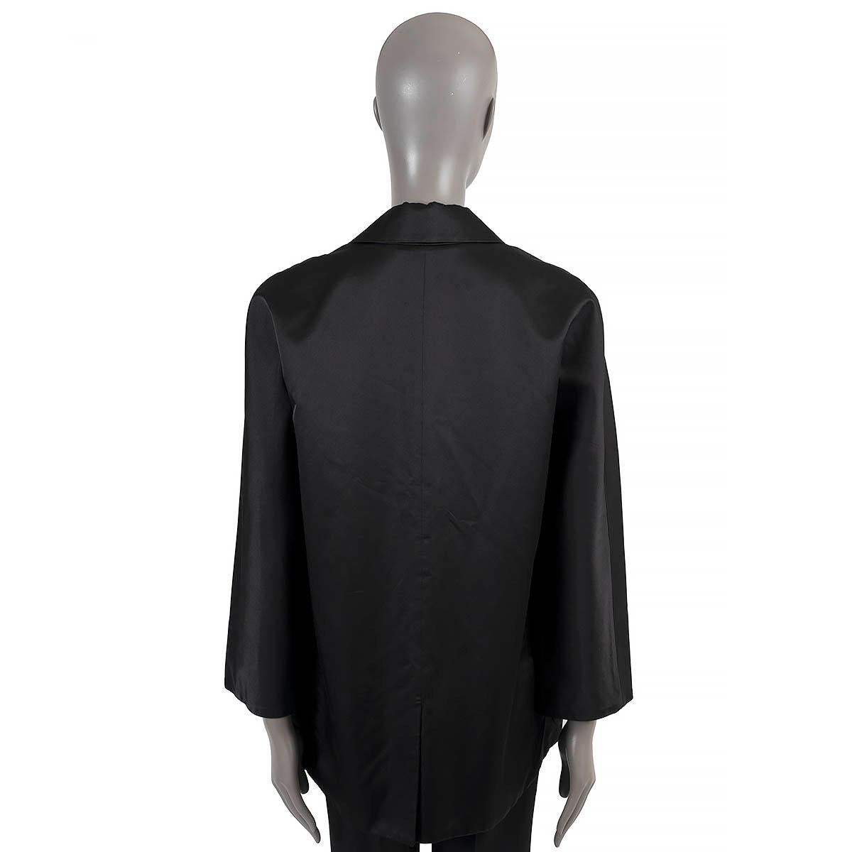 HERMES black cotton & silk DOUBLE BREASTED TUXEDO Jacket 42 L In Excellent Condition For Sale In Zürich, CH