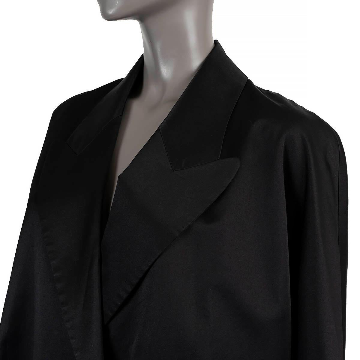 HERMES black cotton & silk DOUBLE BREASTED TUXEDO Jacket 42 L For Sale 1