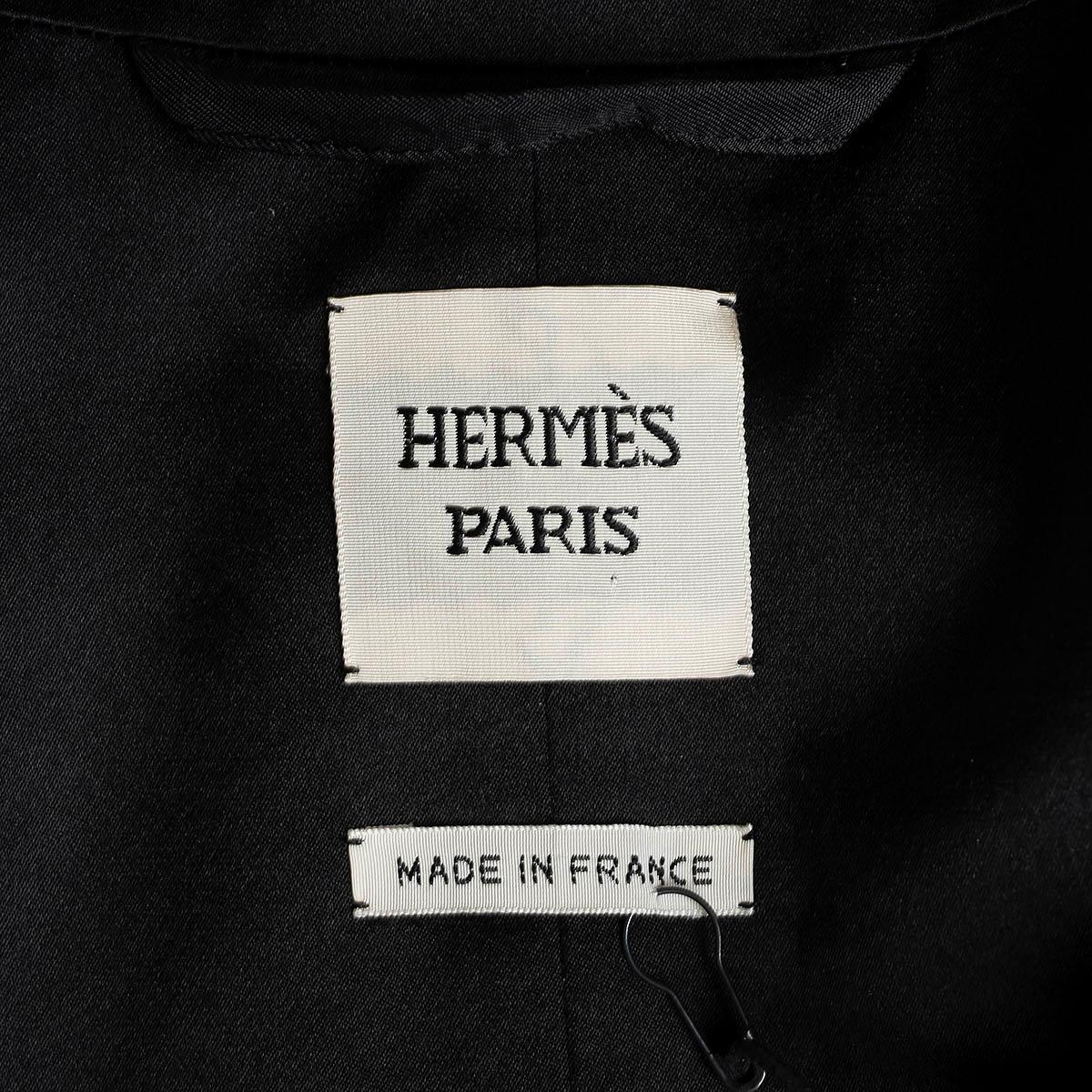HERMES black cotton & silk DOUBLE BREASTED TUXEDO Jacket 42 L For Sale 3