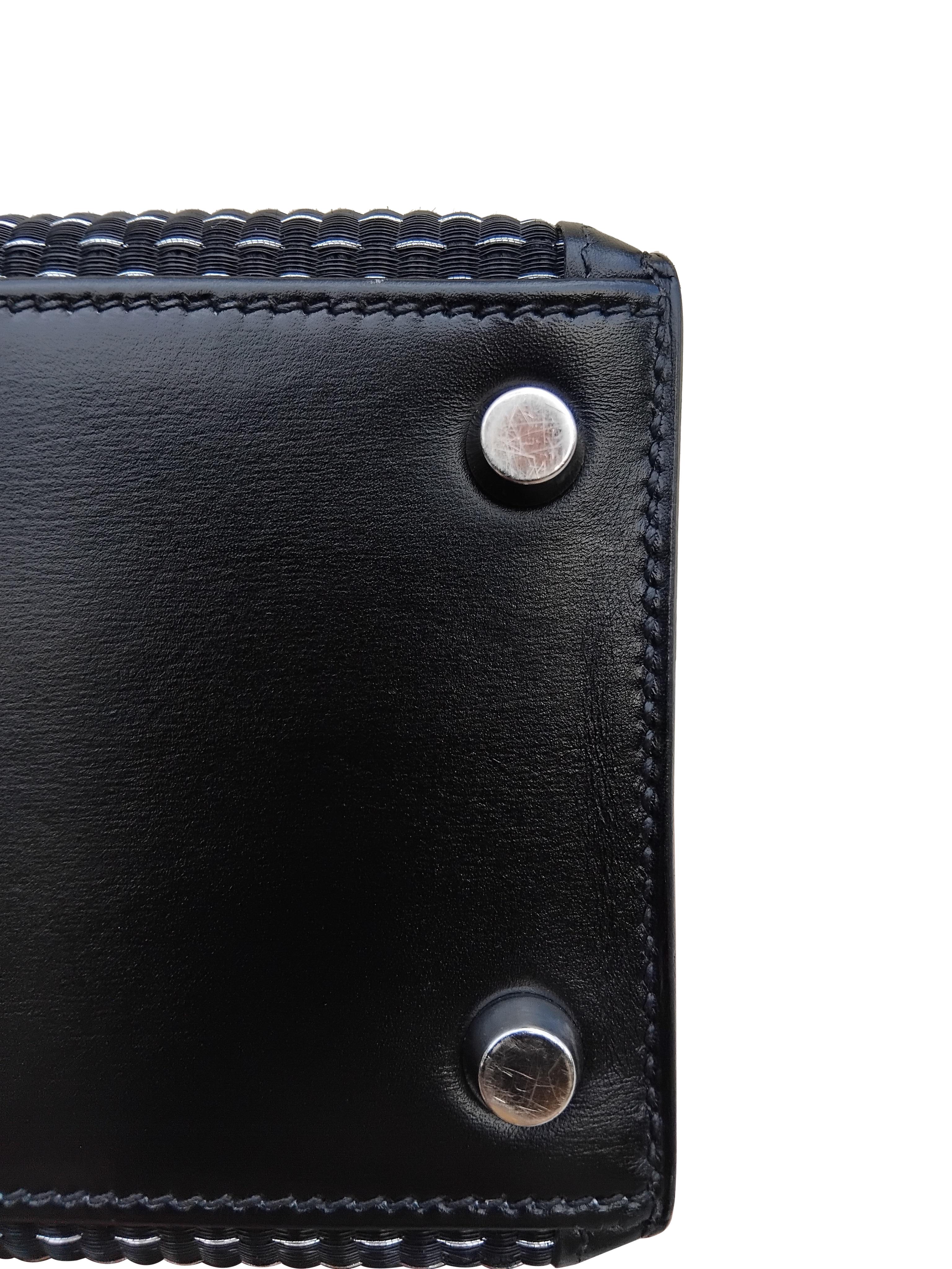 Hermès Borsa Kelly Nera Crinolina 25 cm Capelli di Cavallo Palladium Hdw 6