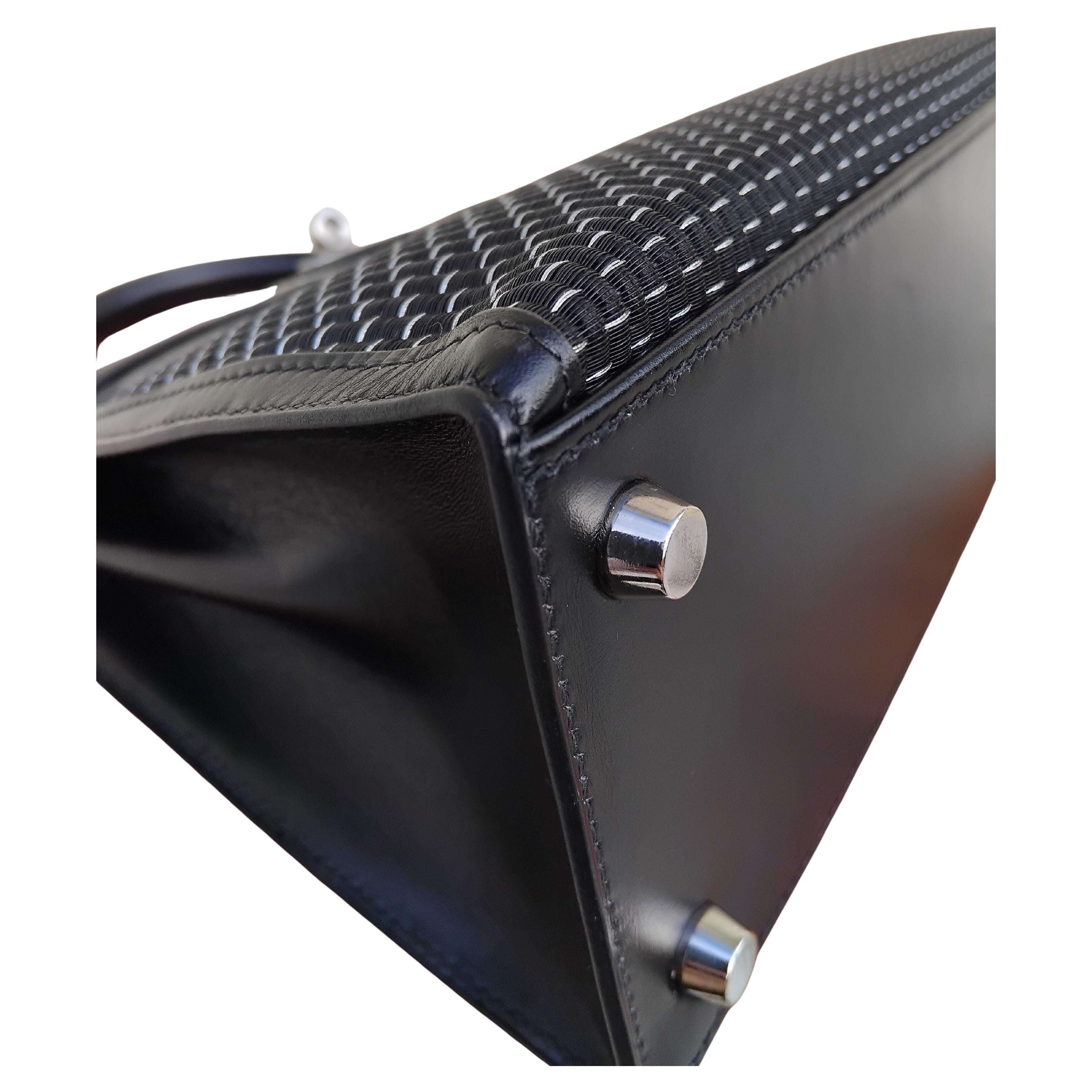 Hermès Borsa Kelly Nera Crinolina 25 cm Capelli di Cavallo Palladium Hdw 7