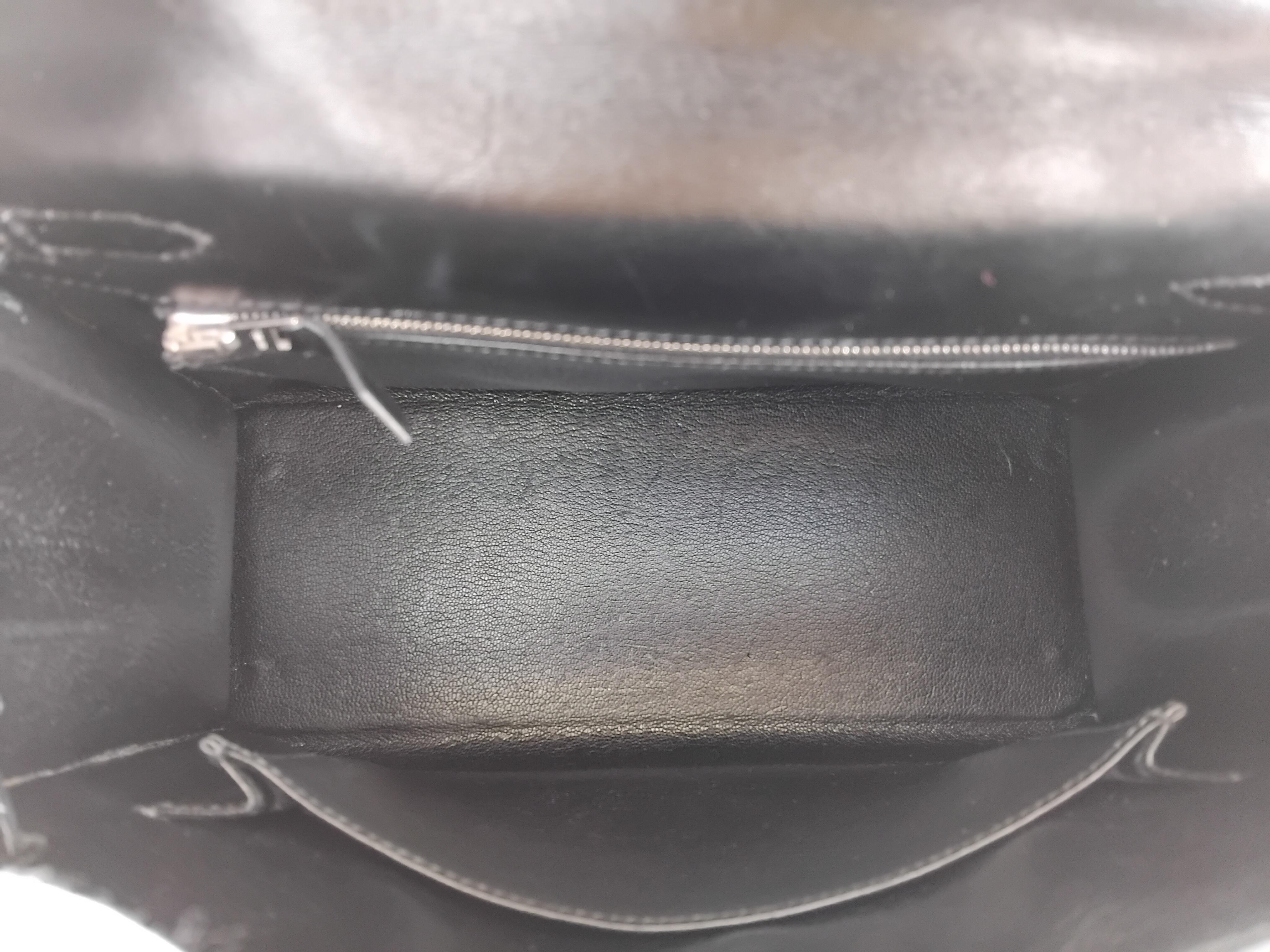Hermès Borsa Kelly Nera Crinolina 25 cm Capelli di Cavallo Palladium Hdw 13