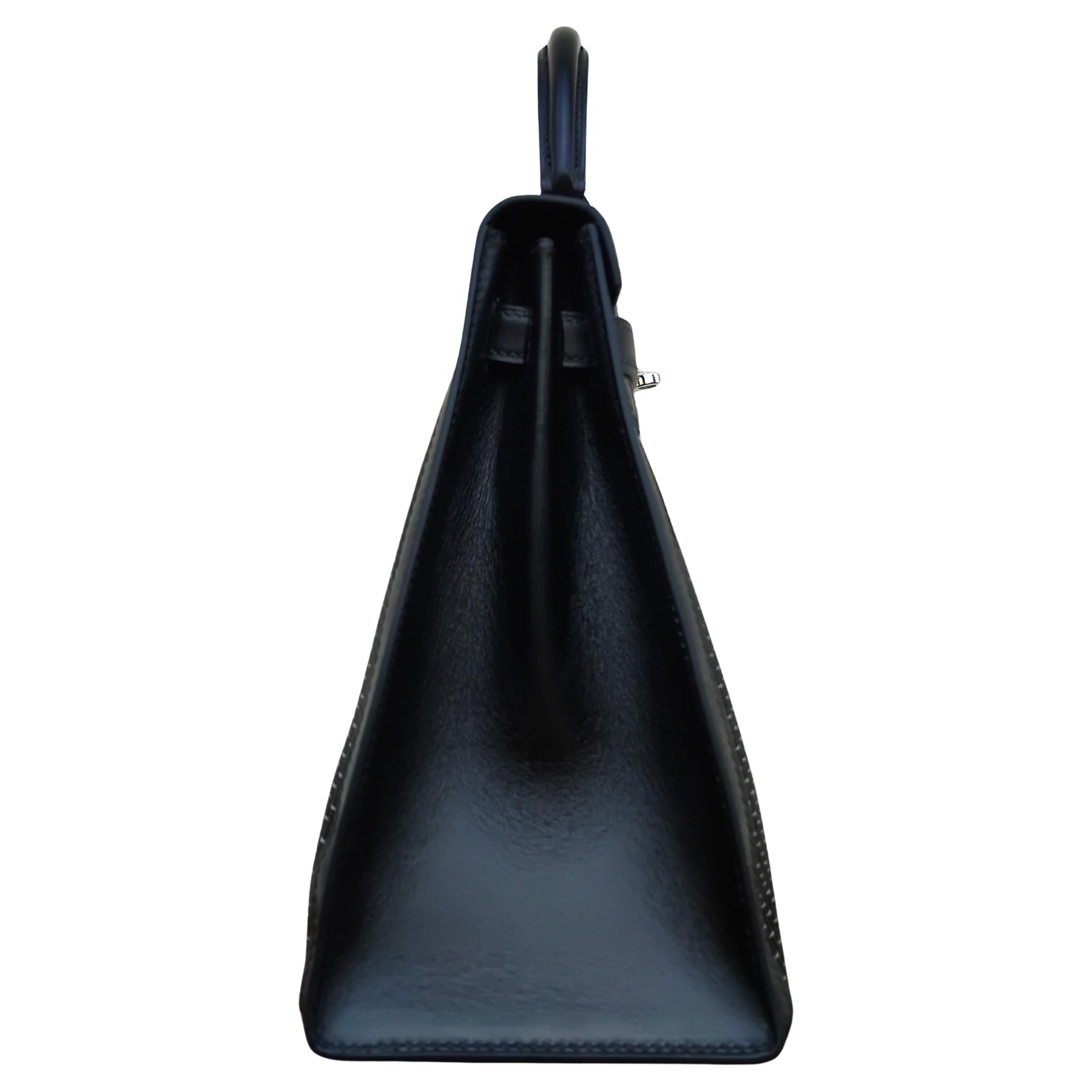 Hermès Borsa Kelly Nera Crinolina 25 cm Capelli di Cavallo Palladium Hdw 1