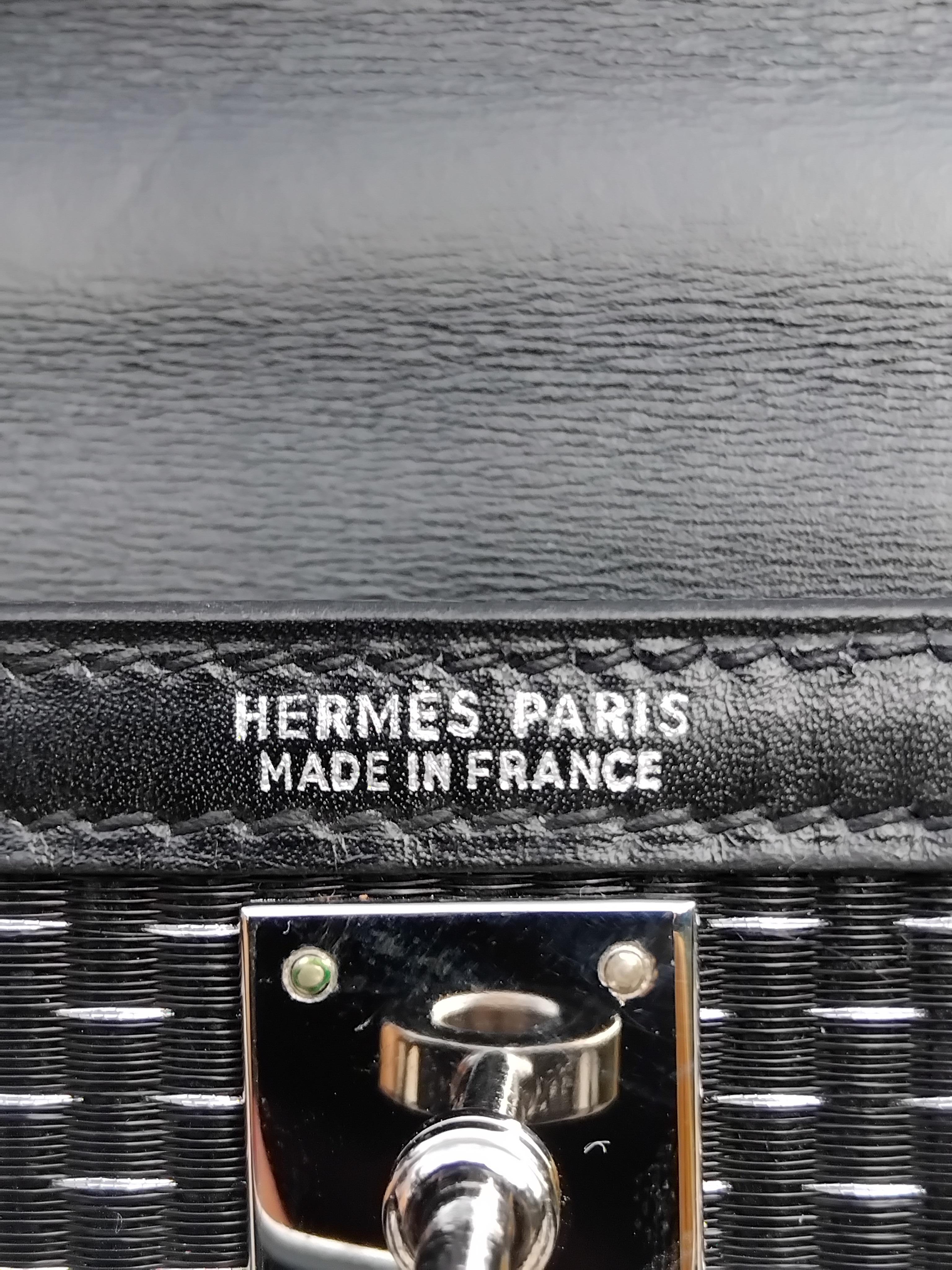 Hermès Borsa Kelly Nera Crinolina 25 cm Capelli di Cavallo Palladium Hdw 3